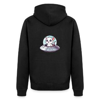 Rat and Mouse UFO Abduction - Unisex Premium Organic Zip Hoodie - black - Back - Nico (187cm)