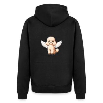 Cute Poodle Dog with Angel Wings Cartoon - Unisex Premium Organic Zip Hoodie - black - Back - Nico (187cm)