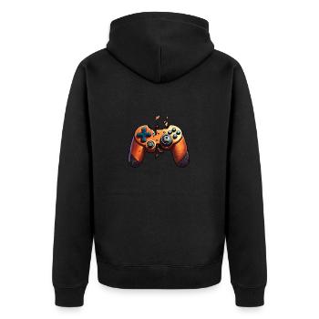 Broken Gamepad, Rage, Gamer Rage - Unisex Premium Organic Zip Hoodie - black - Back - Nico (187cm)
