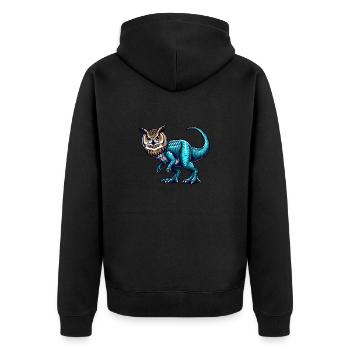 T-Rex Owl Fusion Mythical Beast Design - Unisex Premium Organic Zip Hoodie - black - Back - Nico (187cm)