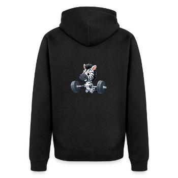 Zebra Powerlifting: Strength training with dumbbells - Unisex Premium Organic Zip Hoodie - black - Back - Nico (187cm)