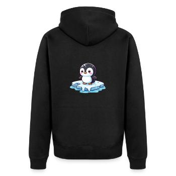 Pinguin, Erderwärmung & Schmelzendes Eis - Unisex Premium Bio Zip Hoodie - Schwarz - Hinten - Nico (187cm)