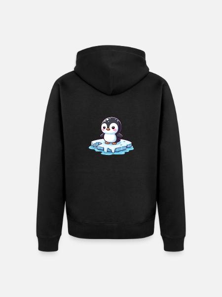 Penguin, Global Warming & Melting Ice - Unisex Premium Organic Zip Hoodie - black