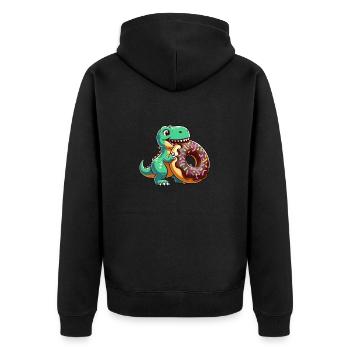 Dino T-Rex Schokoladendonut Süßigkeiten Nachtisch - Unisex Premium Bio Zip Hoodie - Schwarz - Hinten - Nico (187cm)