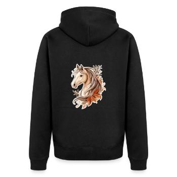 Cheval Automne - Veste à capuche bio Premium Unisexe - noir - Dos - Nico (187cm)