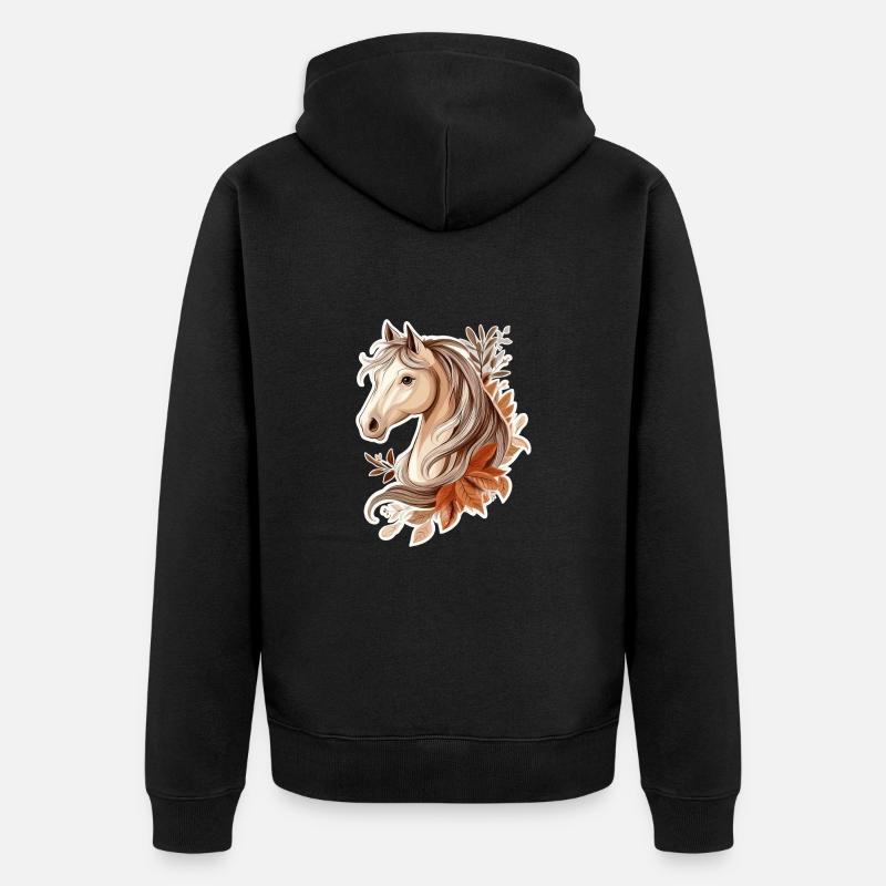 Pferd Herbst - Unisex Premium Bio Zip Hoodie - Schwarz