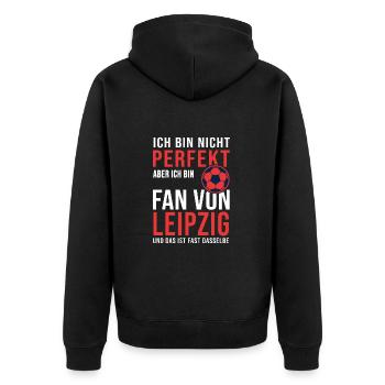 Football Leipzig fan football Soccer, Fussball - Unisex Premium Bio Zip Hoodie - Schwarz - Hinten - Nico (187cm)