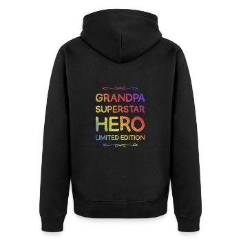Best Grandpa Hero Saying - Unisex Premium Organic Zip Hoodie - black - Back - Nico (187cm)