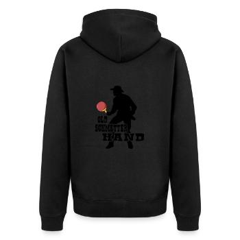 ping pong old schmetterhand tischtennis - Unisex Premium Bio Zip Hoodie - Schwarz - Hinten - Nico (187cm)