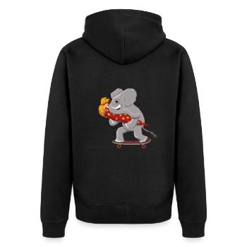 Eléphant avec planche à roulettes et cône d’école - Veste à capuche bio Premium Unisexe - noir - Dos - Nico (187cm)