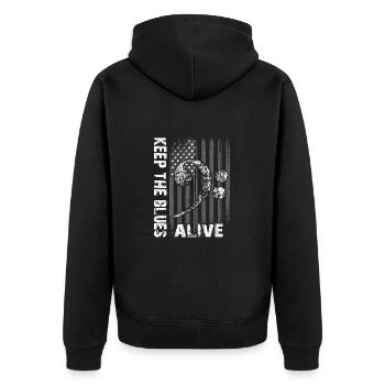 The blues lives vintage blues design - Unisex Premium Organic Zip Hoodie - black - Back - Nico (187cm)