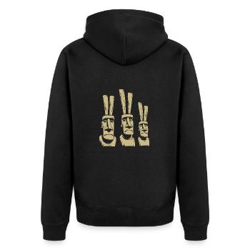 Osterinsel Moai - Osterhasen - Ostern - Geschenk - Unisex Premium Bio Zip Hoodie - Schwarz - Hinten - Nico (187cm)