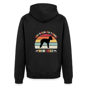 Best Bedlington Terrier mom ever dog lovers retro - Unisex Premium Organic Zip Hoodie - black - Back - Nico (187cm)