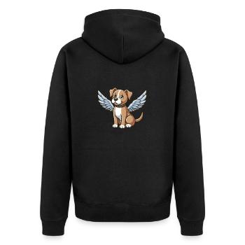 Dog Pitbull Angel Wings Cute Cartoon - Unisex Premium Organic Zip Hoodie - black - Back - Nico (187cm)