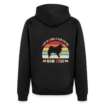 Best American Eskimo Dog mom ever dog lovers retro - Unisex Premium Bio Zip Hoodie - Schwarz - Hinten - Nico (187cm)