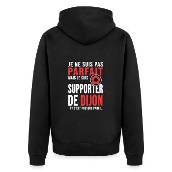 supporter foot Dijon humour football dijonnais - Veste à capuche bio Premium Unisexe - noir - Dos - Nico (187cm)