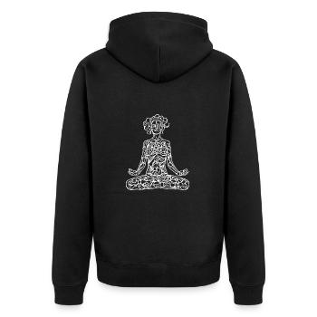 Meditation - Unisex Premium Bio Zip Hoodie - Schwarz - Hinten - Nico (187cm)
