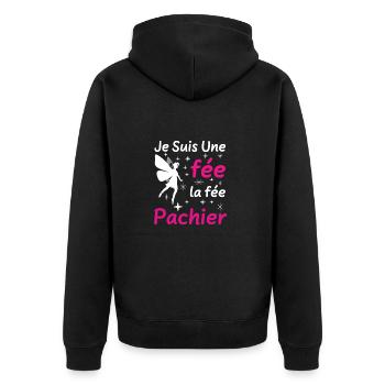Ich bin eine Fee Die Pachier-Fee - Unisex Premium Bio Zip Hoodie - Schwarz - Hinten - Nico (187cm)