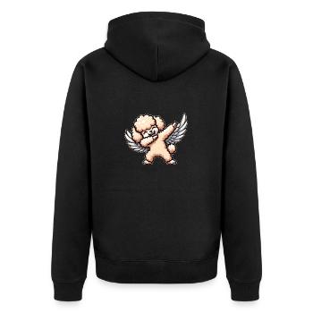 Süßer Engelpudel Cartoon Hund mit Flügeln - Unisex Premium Bio Zip Hoodie - Schwarz - Hinten - Nico (187cm)