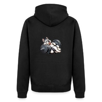 Fauler Husky Hantel Training Erschöpft Lustig - Unisex Premium Bio Zip Hoodie - Schwarz - Hinten - Nico (187cm)