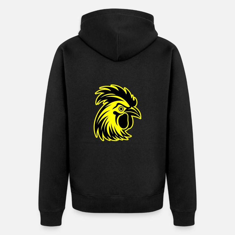 Hahn Tier - Unisex Premium Bio Zip Hoodie - Schwarz