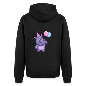Hippopotame Anniversaire Bébé - Veste à capuche bio Premium Unisexe - noir - Dos - Nico (187cm)