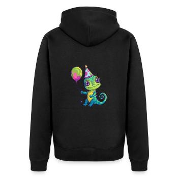 Chameleon Geburtstag Baby - Unisex Premium Bio Zip Hoodie - Schwarz - Hinten - Nico (187cm)