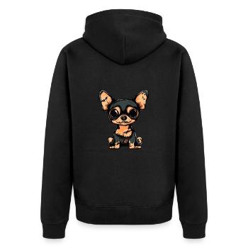 Chihuahua Hund Halloween Comic Lustig - Unisex Premium Bio Zip Hoodie - Schwarz - Hinten - Nico (187cm)