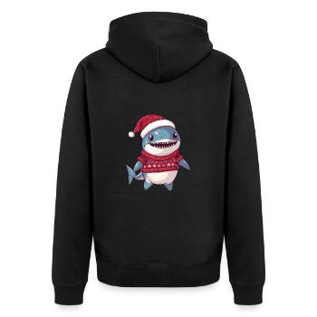 Hai Weihnachten Comic - Unisex Premium Bio Zip Hoodie - Schwarz - Hinten - Nico (187cm)