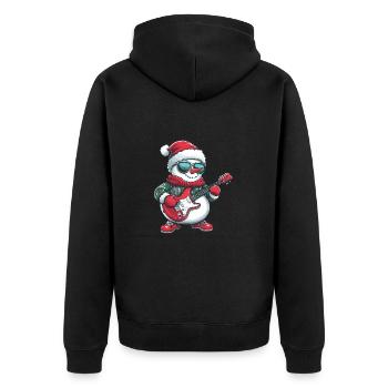 Schneemann Weihnachten Rocker Gitarre - Unisex Premium Bio Zip Hoodie - Schwarz - Hinten - Nico (187cm)