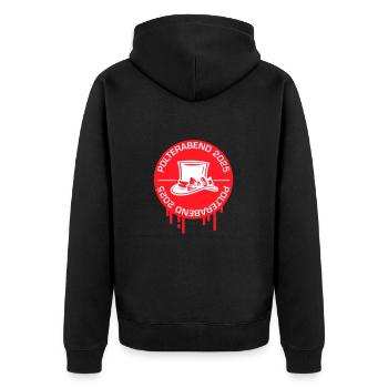 Polterabend 2025 Polterhochzeit - Unisex Premium Bio Zip Hoodie - Schwarz - Hinten - Nico (187cm)