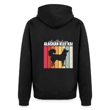 Alaskan Klee Kai - Unisex Premium Bio Zip Hoodie - Schwarz - Hinten - Nico (187cm)