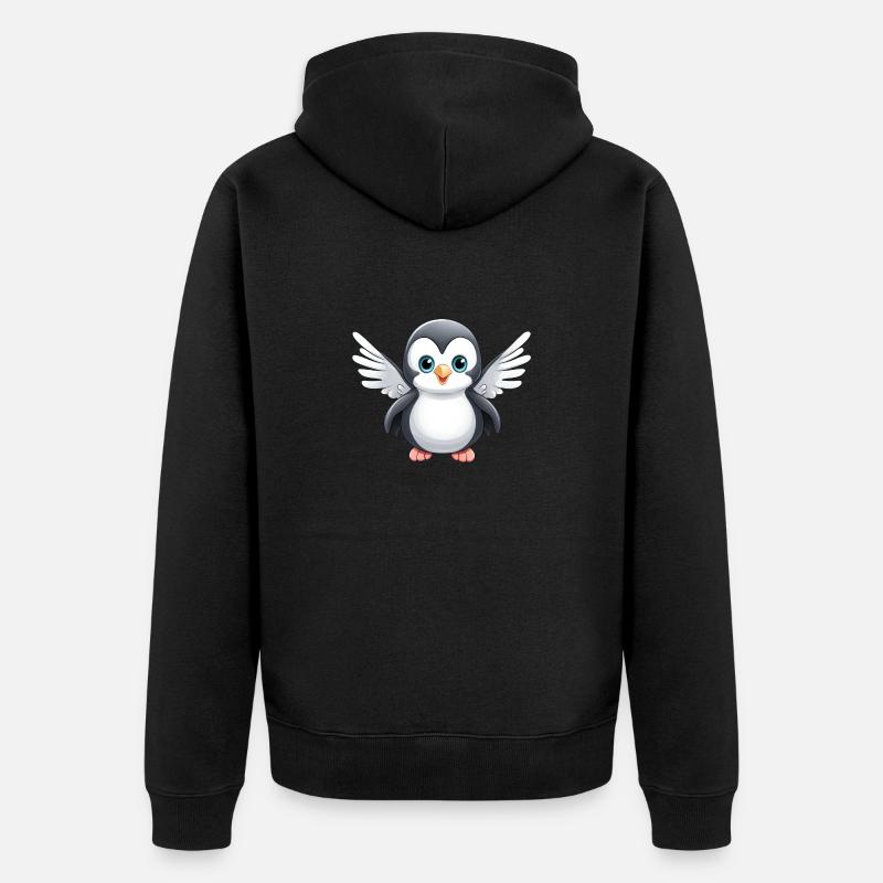 Ange pingouin mignon - Veste à capuche bio Premium Unisexe - noir