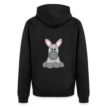 Kleiner süßer Esel - Unisex Premium Bio Zip Hoodie - Schwarz - Hinten - Nico (187cm)