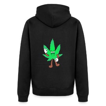 Der Bloom - Weed Cannabis Stoned Hanf Marihuana - Unisex Premium Bio Zip Hoodie - Schwarz - Hinten - Nico (187cm)