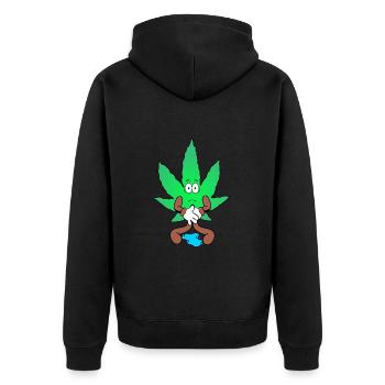 Der Bloom - Ups Bloom Weed Cannabis Marihuana - Unisex Premium Bio Zip Hoodie - Schwarz - Hinten - Nico (187cm)
