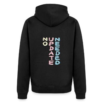 No Update colourful - Unisex Premium Bio Zip Hoodie - Schwarz - Hinten - Nico (187cm)