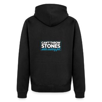 Can't Throw Stones While Washing Feet Humble - Unisex Premium Organic Zip Hoodie - black - Back - Nico (187cm)
