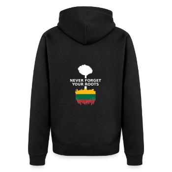 Litauen Wurzeln Lietuva - Unisex Premium Bio Zip Hoodie - Schwarz - Hinten - Nico (187cm)