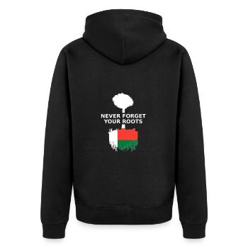 Madagaskar Never Forget Your Roots - Unisex Premium Bio Zip Hoodie - Schwarz - Hinten - Nico (187cm)