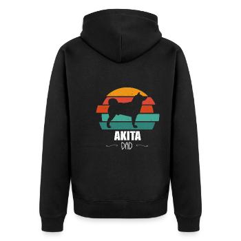 Akita - Unisex Premium Organic Zip Hoodie - black - Back - Nico (187cm)