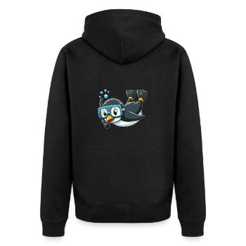 Cute Penguin Cartoon Diver Deep Sea Diver - Unisex Premium Organic Zip Hoodie - black - Back - Nico (187cm)