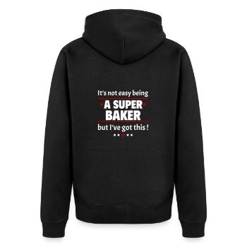 Not easy to be a super baker - Unisex Premium Organic Zip Hoodie - black - Back - Nico (187cm)