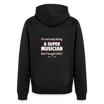 Not easy to be a super musician - Unisex Premium Organic Zip Hoodie - black - Back - Nico (187cm)