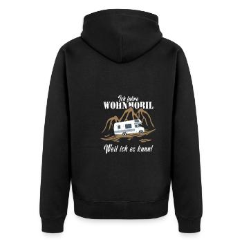 Wohnmobil Campervan - Unisex Premium Bio Zip Hoodie - Schwarz - Hinten - Nico (187cm)