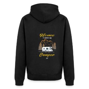 Home is where my Camper is Motorhome Camping - Unisex Premium Organic Zip Hoodie - black - Back - Nico (187cm)