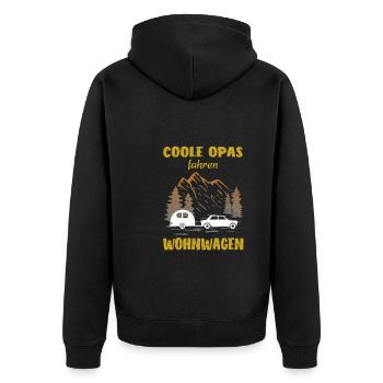Wohnwagen Opa Enkel Camping - Unisex Premium Bio Zip Hoodie - Schwarz - Hinten - Nico (187cm)