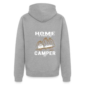 Camping Home Caravane - Veste à capuche bio Premium Unisexe - gris chiné - Dos - Nico (187cm)