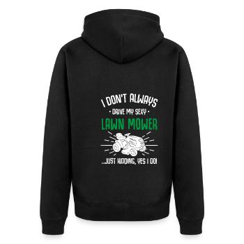 Lustige Rasenmäher Rasen mähen Rasenpflege - Unisex Premium Bio Zip Hoodie - Schwarz - Hinten - Nico (187cm)