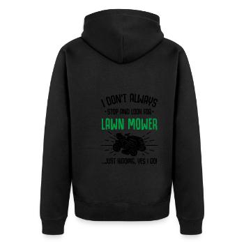 Lustige Rasenmäher Rasen mähen Rasenpfleger - Unisex Premium Bio Zip Hoodie - Schwarz - Hinten - Nico (187cm)